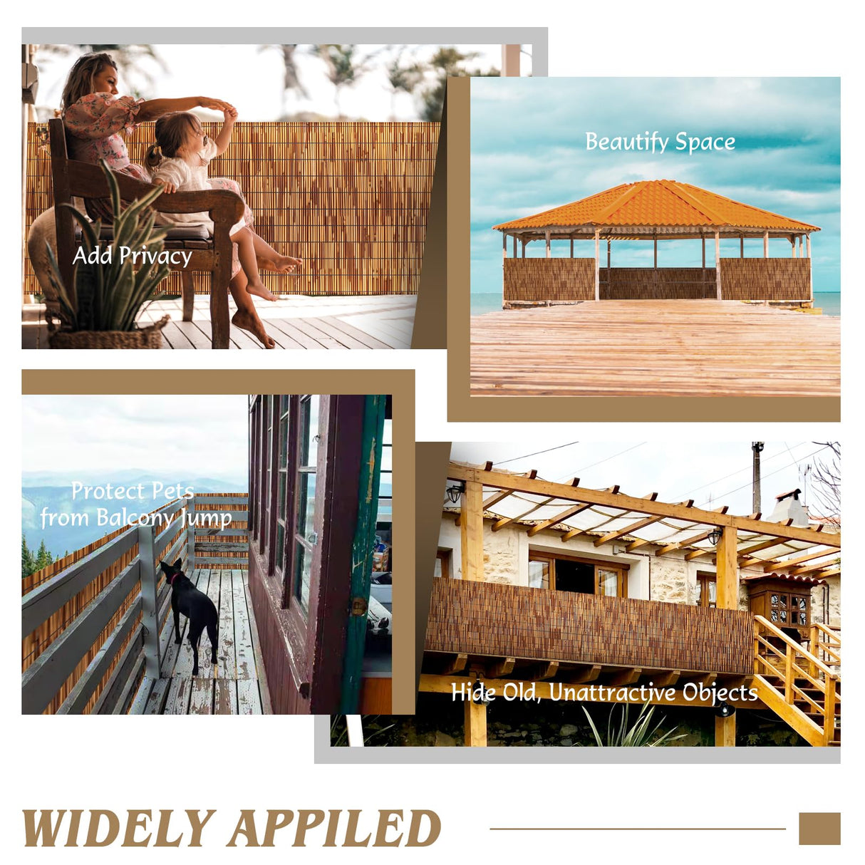 Natural Reed Fencing Rolls,6FT X 16.4FT Reed Screen Curtain Fence Covering Privacy Bamboo for Outdoor Backyard Patio Garden Decorative Fence (Brown) Tgzwme