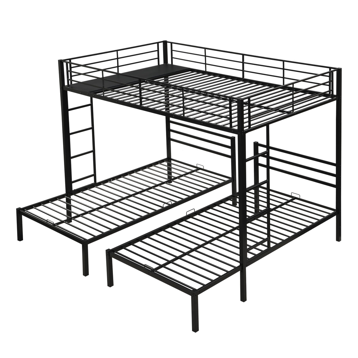 Bellemave Full Over Twin Over Twin Triple bunk Bed with Drawers 3 bunk Bed, Triple bunk beds for Kids, Teens, Adult.(Black) Bellemave