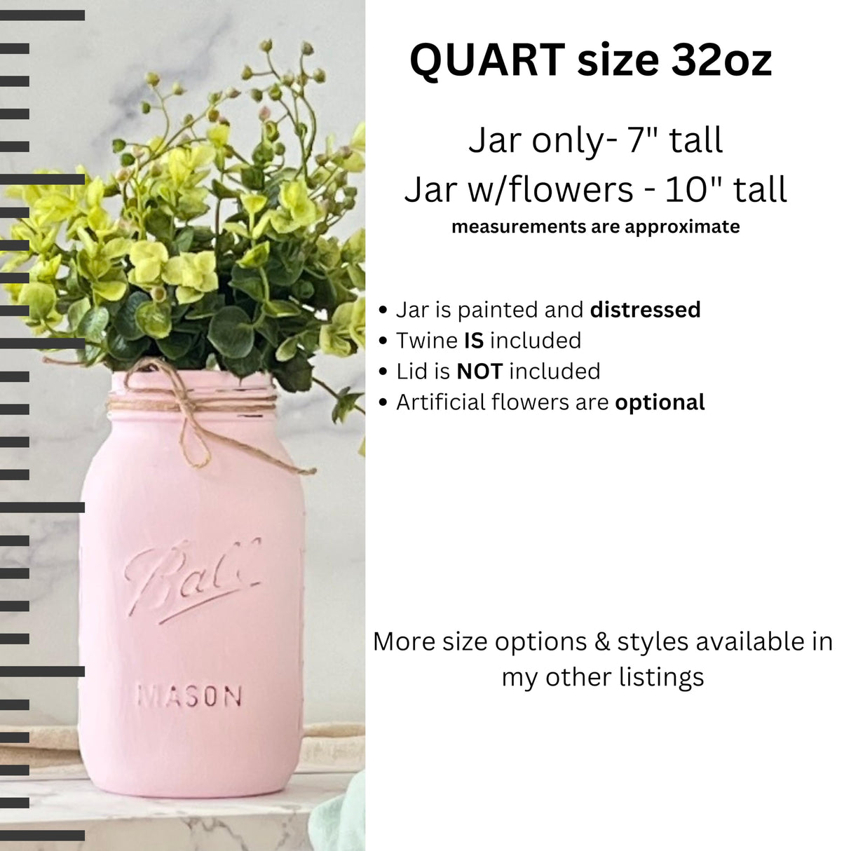 Mason Jar centerpieces for Birthday, Rustic Mason jar Centerpieces for Baby Shower, Mason Jar Centerpieces with Flowers, Wedding Centerpieces, Quart 32 oz, Choose Quantity, Colors, Flowers Optional Viva's Flower Shop