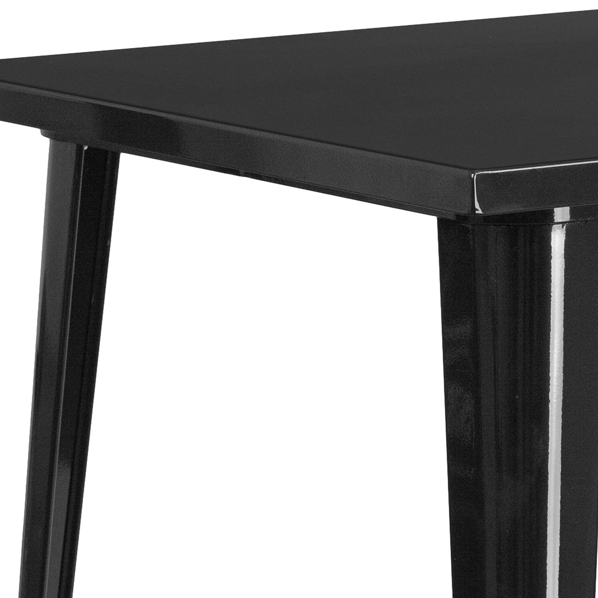 EMMA + OLIVER Commercial Grade 31.5" Square Black Metal Indoor-Outdoor Bar Height Table EMMA + OLIVER