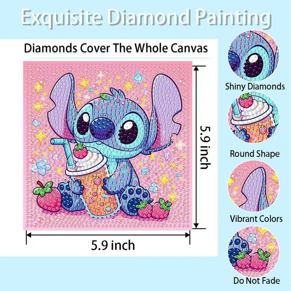 nekpiahu 6 Pack 5D Diamond Art Painting Kits for Kids Beginners, Full Drill Cute Cartoon Diamond Art Kits, DIY Big Gem Art for Children Ages 6-7-8-9-12, Home Wall Decor 6x6 Inch nekpiahu