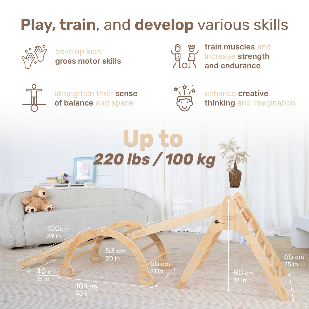 Indoor Playgroud Jungle Gym for Toddlers Slide,Climbing Toys for Toddlers Playset-Indoor Play Gym Swedish Ladder,Climbing Play Structure Set for Kids-Indoor Playground - Anthill-4 WEDANTA