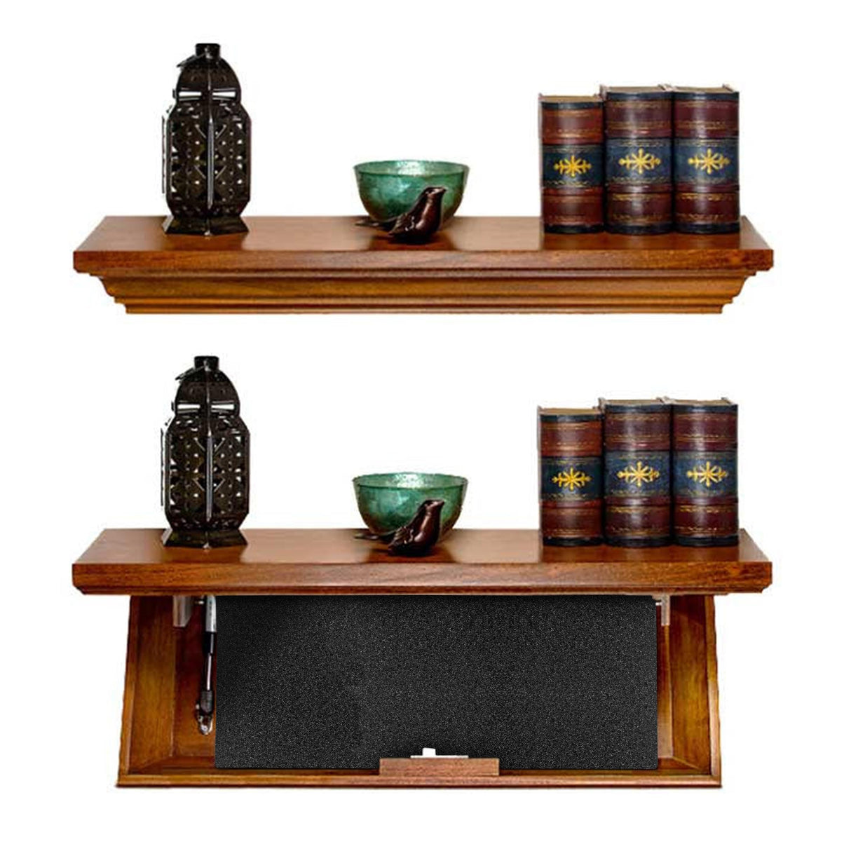 Tactical Traps - Patriot 35PC Premium Concealment Shelf with Hidden Gun Storage - Hidden Gun Safe with RFID Lock, Made in USA - Concealment Furniture for Guns - 22.5” x 10.25” x 4" - Dark Walnut Tactical Traps