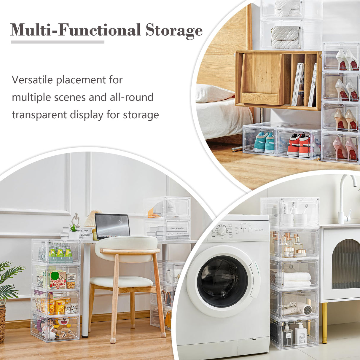 LXLXXL Storage Bins with Lids, 6 Pack Clear Plastic Storage Containers with Magnetic Acrylic Door, 19 Qt Stackable Storage Box for Home,Office Organizing LXLXXL