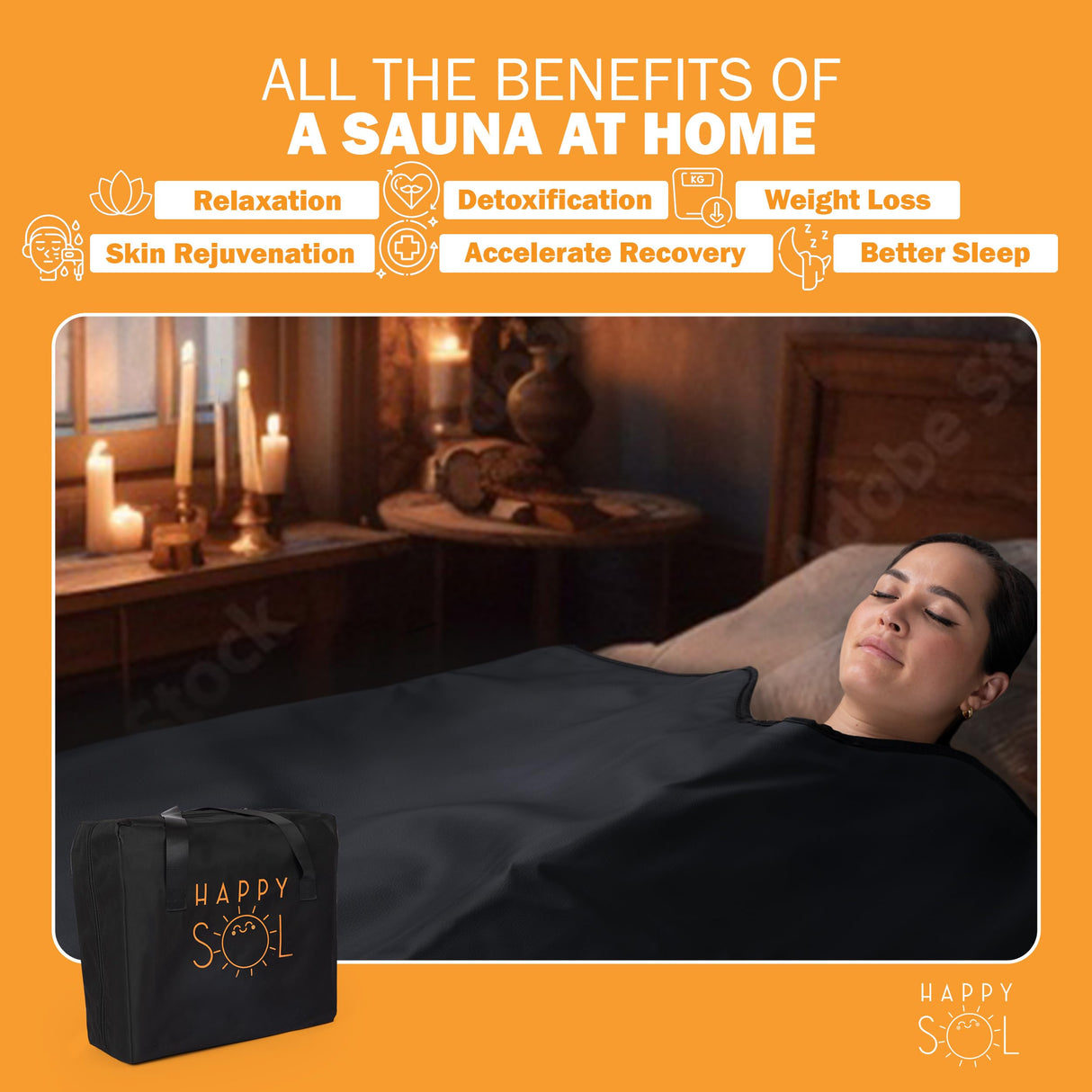 Happy Sol Far Infrared Sauna Blanket for Home, Portable Infrared Sauna Blanket for Therapy, Sauna Blanket for Detox, Suitable for Relaxation and Exercise Recovery, Very Low EMF Happy Sol