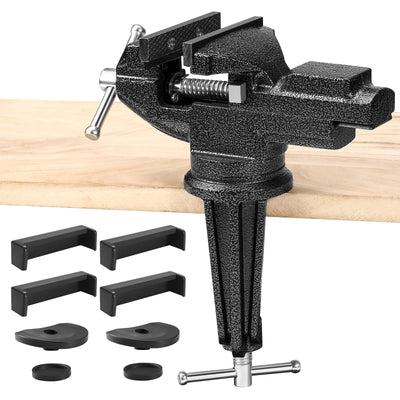 Table Vise, 3.3 Inch Universal Rotate 360° Work Clamp-On Vise,Table Vice With Quick Adjustment Button for Woodworking,Drilling,Sawing,Metal Working
