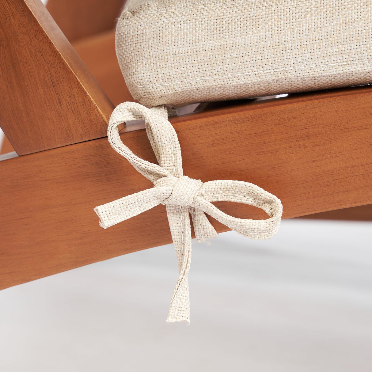 Outsunny 4 Piece Patio Furniture Set, 2 Chairs with Cushions & Ottomans, Outdoor Chair Set for 2 with Footstools, Slatted Acacia Wood Seat & Backrest, Cream White Outsunny