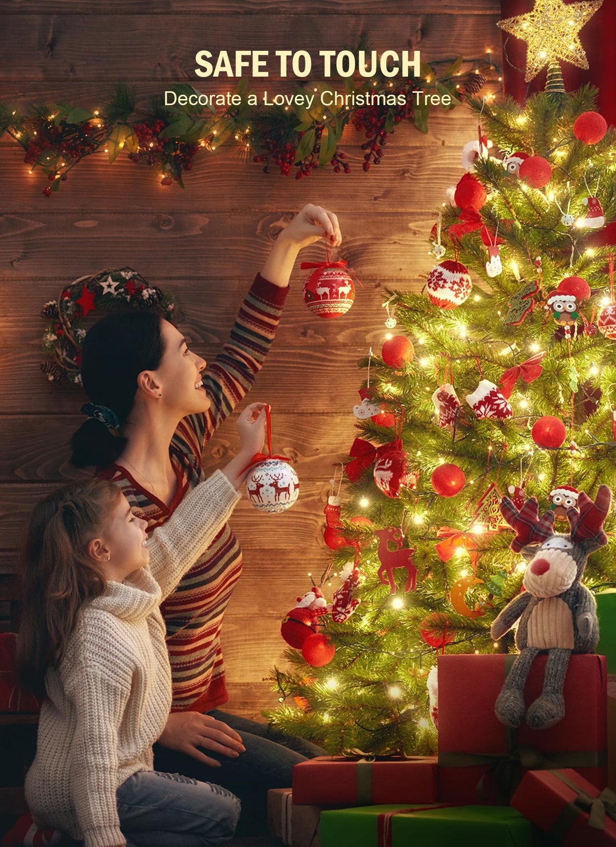 Brightown Christmas Tree Lights Battery Operated Outdoor, 10Ft 120 LED Christmas Cluster Lights Firecracker String Lights Waterproof Twinkle Lights for Indoor Wreath Xmas Tree Christmas Decorations Brightown