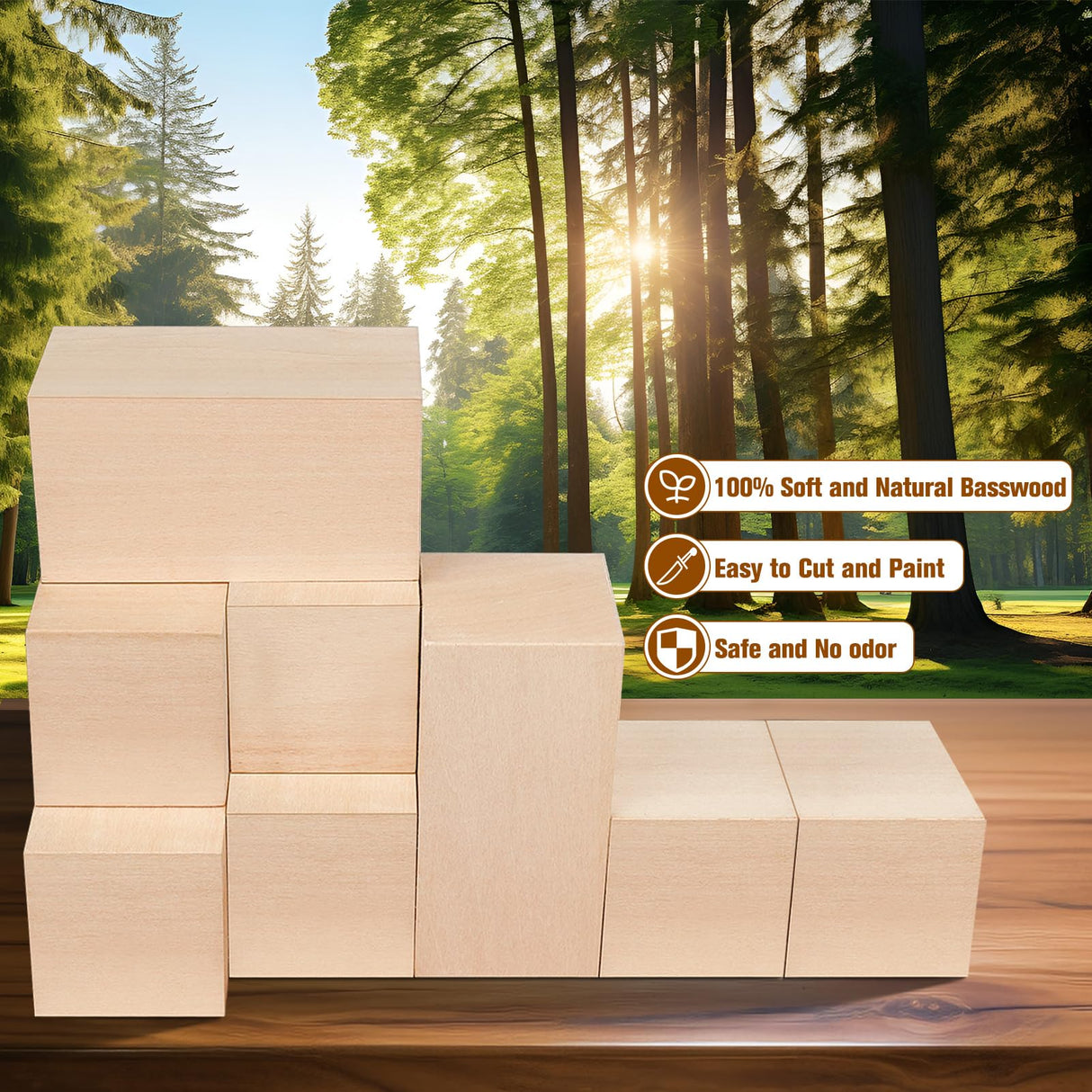 Basswood Carving Blocks, Large Whittling Wood Blocks Wood Carving Kit with 2 Different Sizes, Bass Wood for Wood Carving Easy to Use, for Kids and Adults (8 Pcs) K KERNOWO