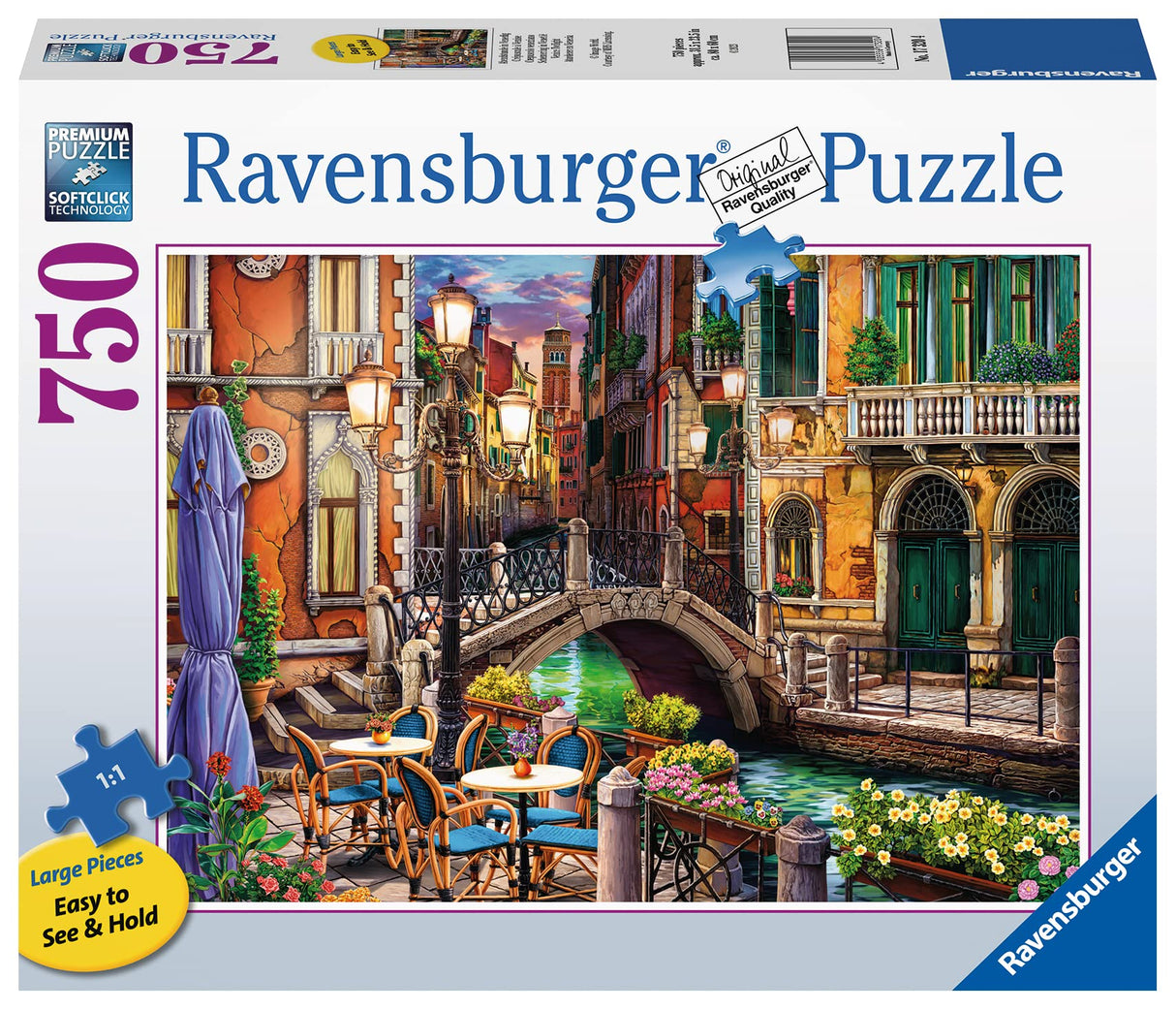 Ravensburger Venice Twilight Jigsaw Puzzle - Large Format 750 Piece Puzzle for Adults | Unique Softclick Technology | Vibrant Matte Finish | FSC Certified Materials | 31.5 x 23.5 inches Ravensburger