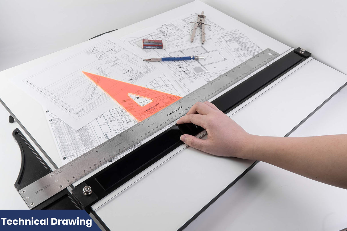 Pacific Arc Drafting Board, Portable Drafting Table with Parallel Bar, 20 x 26 Inches Pacific Arc