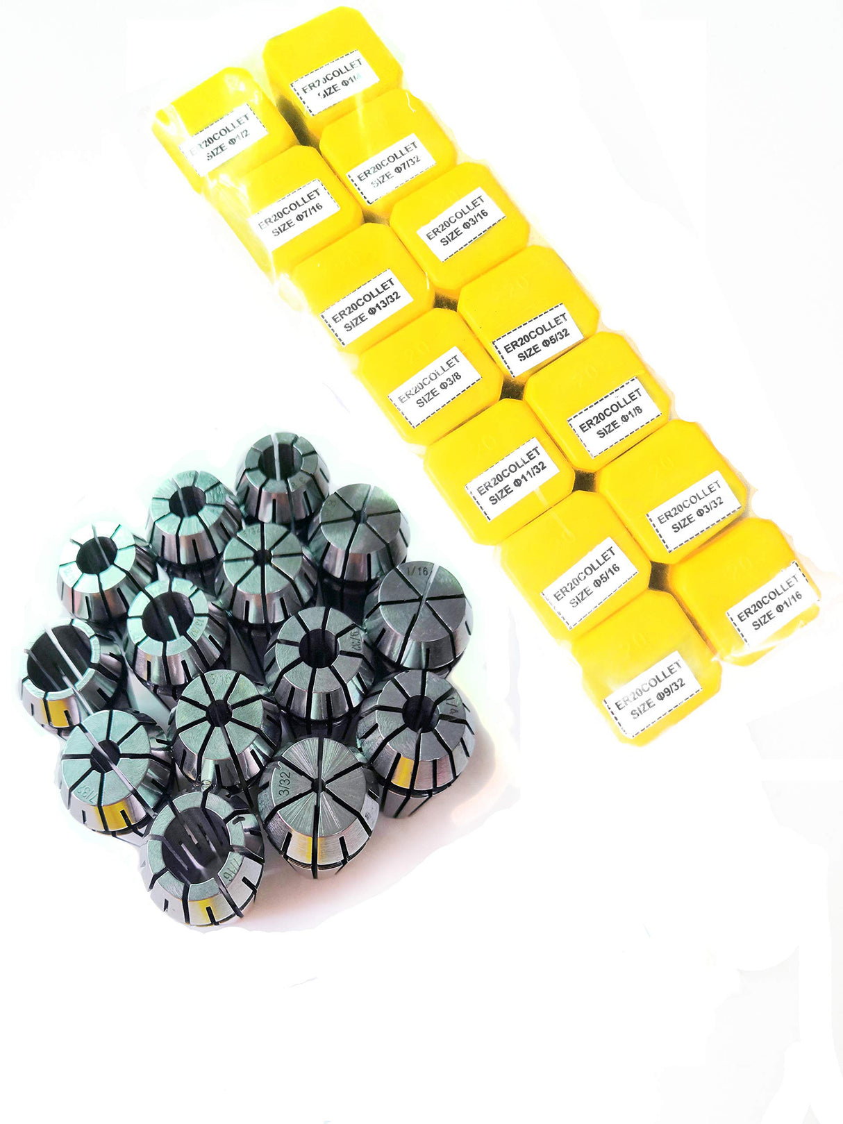 ER20 Spring Collet Set for CNC Engraving Machine and Milling Lathe Tool Workholding Engraving Collets(ER20-14pcs) FLS