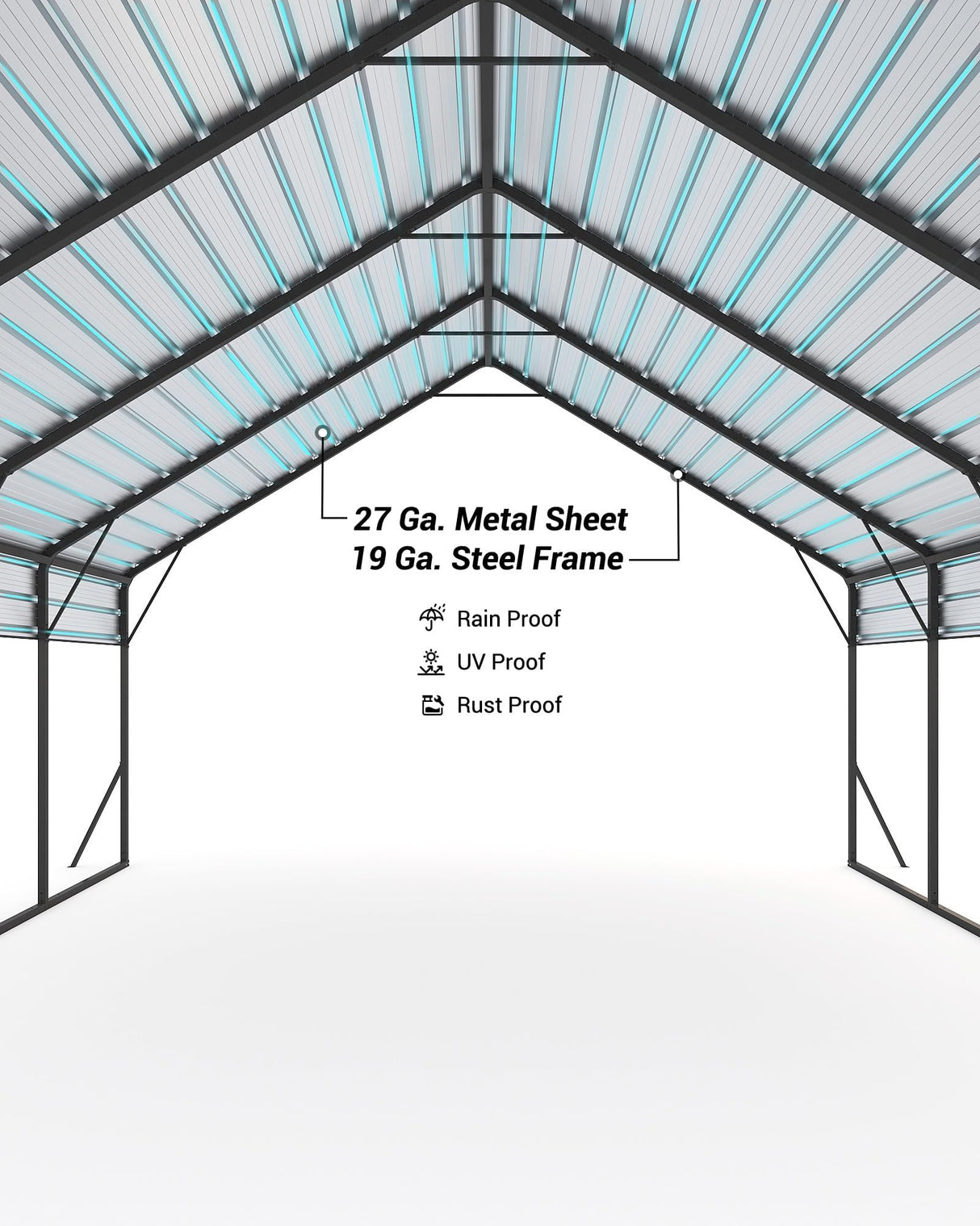 Garveelife 20'x20'x13' Metal Carport for 2 Cars, Heavy Duty Steel Frame for Heavy Snow, Permanent Shelter for Boats, Full-Sized Pickup Trucks, and Tractors, N.W. 800 Lbs GarveeLife