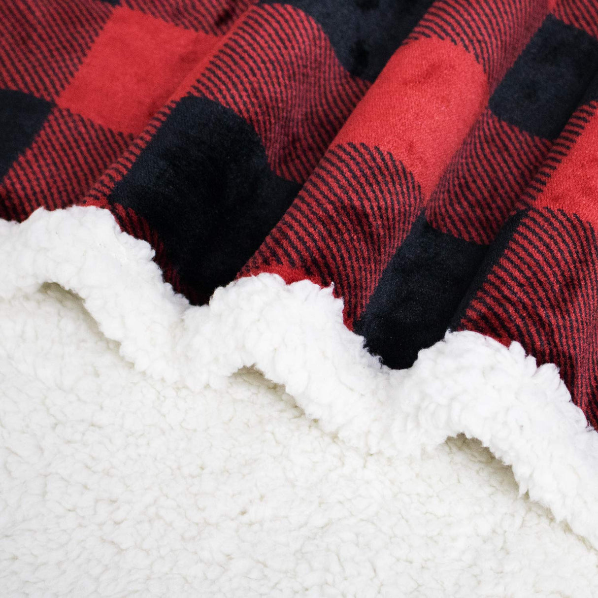Touchat Sherpa Red and Black Buffalo Plaid Christmas Twin Blanket 60" X 70", Fuzzy Fluffy Soft Cozy Throw Blanket, Fleece Flannel Plush Microfiber Blanket for Couch Bed Sofa Touchat
