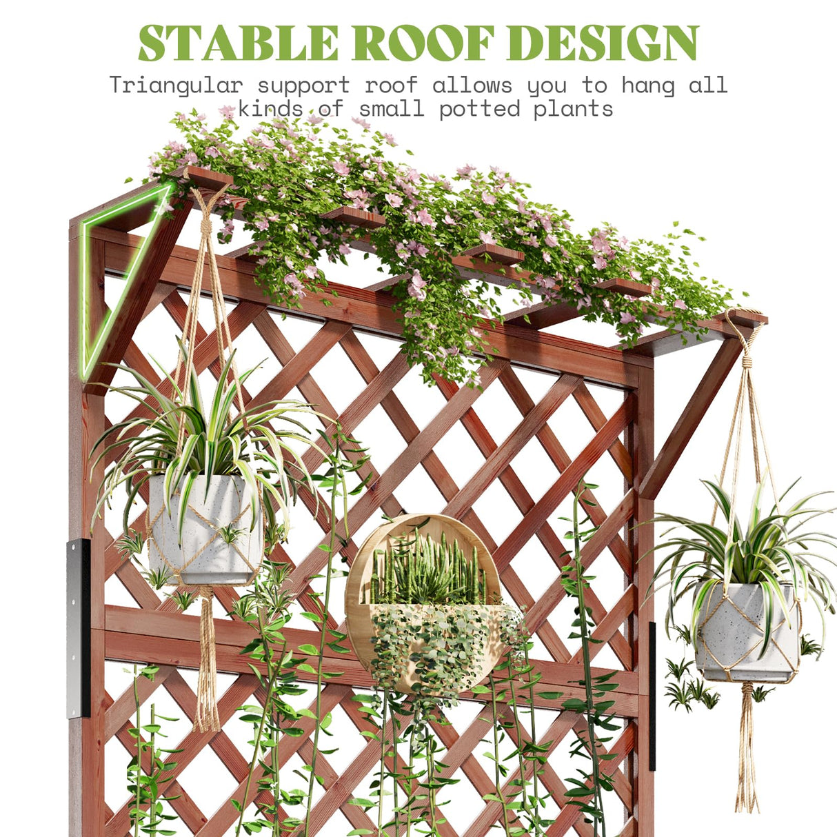Amerlife 35.4x17.7x72 Inch Raised Garden Bed with Trellis, Wooden Planter Box for Vegetables and Climbing Plants with Drainage Holes Amerlife