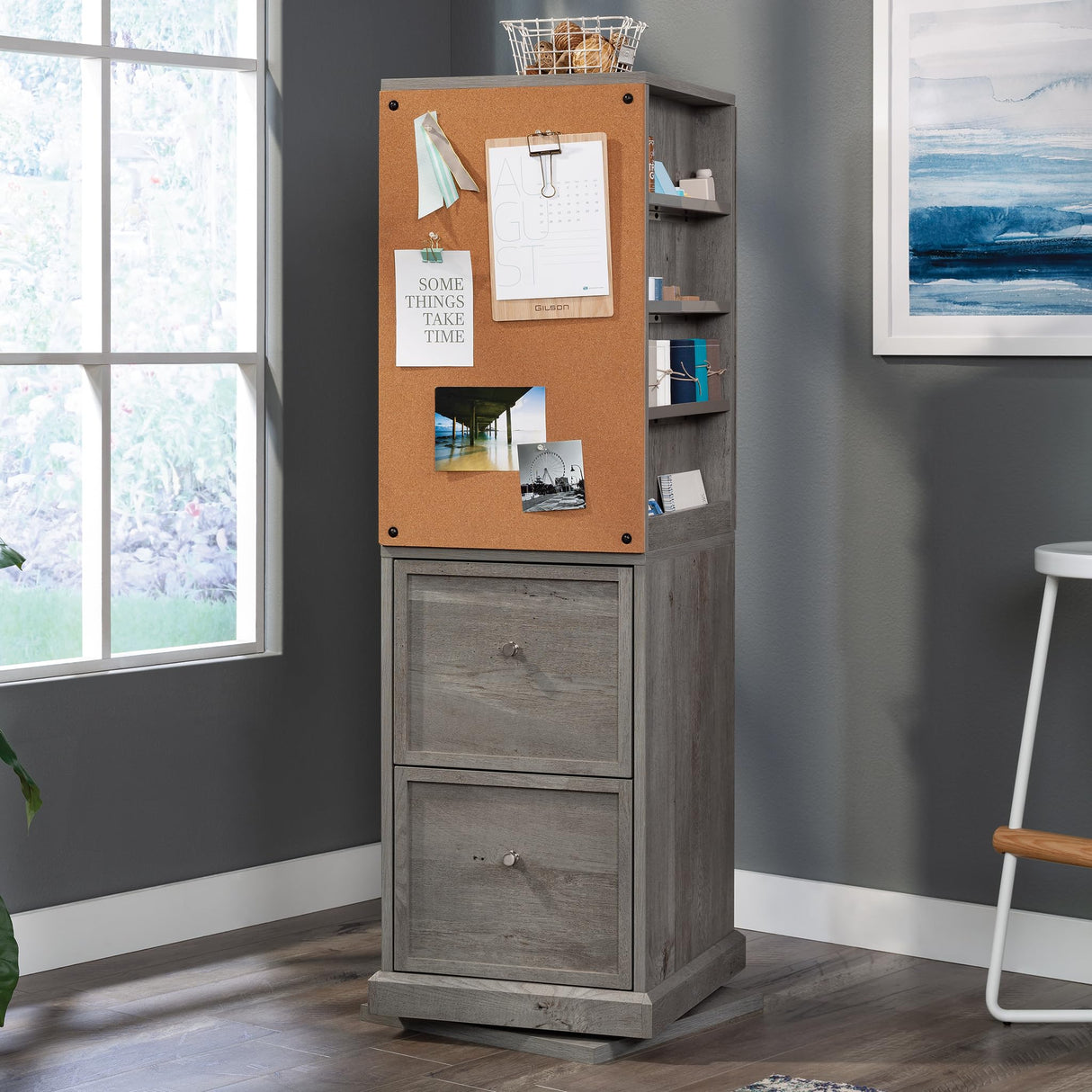 Sauder Pro Series Craft Tower, L: 17.91" x W: 20.08" x H: 57.8", Mystic Oak Sauder