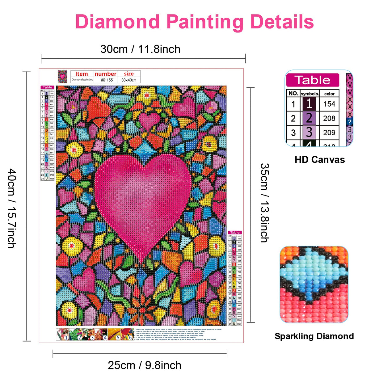 NAIMOER Valentines Diamond Art Kits Heart for Adults, Love Diamonds Art Kits Round Full Drill Diamond Arts Kit Heart Diamond Picture Arts Craft for Home Wall Decor 11.8x15.8 inch NAIMOER