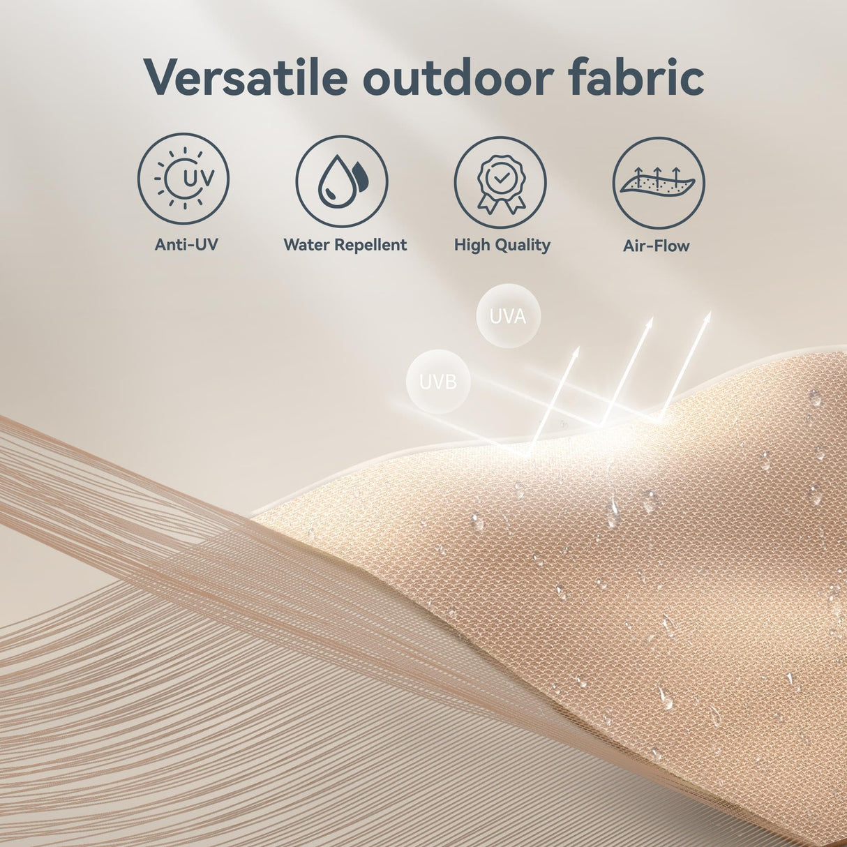 PHI VILLA 10ft Patio Umbrellas, Outdoor 3 Tier Vented Large Market Table Umbrella with 8 Sturdy Ribs and 1.5" Umbrellla Pole for Lawn Poolside Garden Terrace, Beige(No Base) PHI VILLA