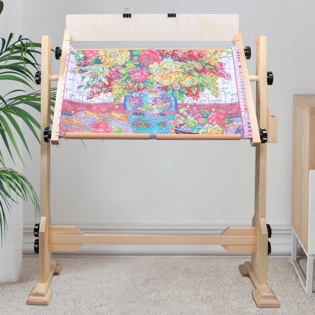 Needlework Table and Adjustable Embroidery Stand, Cross Stitch Hoop Stand, Beech Wood Tapestry Cross Stitch Embroidery Frame Holder(54.5x41.6 cm (21.5" x 16.3")) and(112.5x41.6 cm (44.3" x 16.3")) guofa