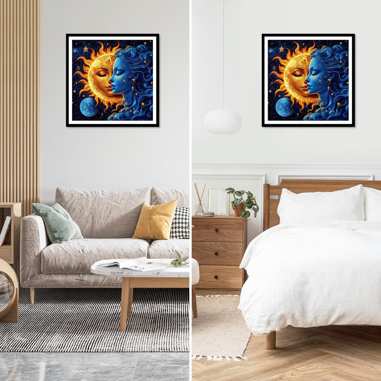 NEWENMO Sun and Moon Diamonds Painting Kits for Adults Beginner, DIY 5D Diamond Art Paint with Round Diamonds, Full Drill Diamonds Art Painting Kit Perfect for Home Wall Decor 12x12 Inch NEWENMO