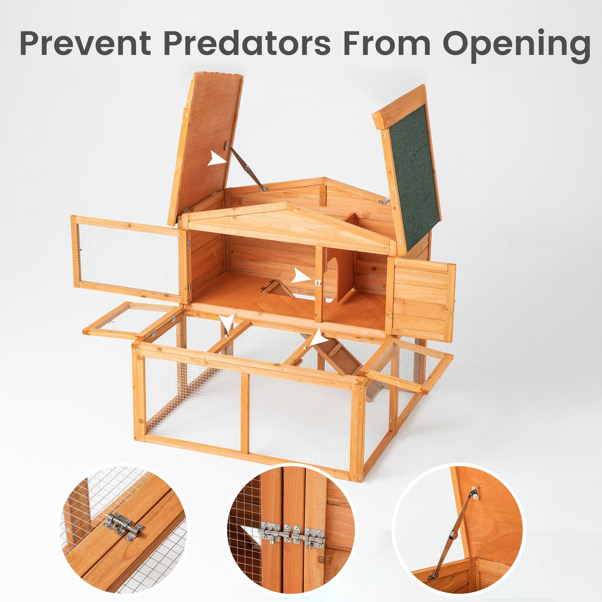 TAKUKA Outdoor Mobile Wooden Chicken Coop with Run, Small Animals Rabbit Hutch with Nest Box, 2 Story Duck Cage Hutch with Weatherproof for Backyard (43W*38D*39H) TAKUKA