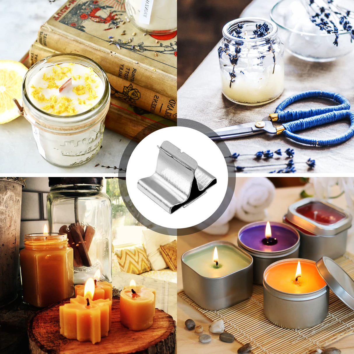 Jiozermi 100 Pcs Wooden Candle Wicks, 15mm x 150mm Smokeless Wood Wicks Crackling Wood Wicks Wooden Core Wax Wicks Candle Making Wicks with Metal Base for DIY Candle Making Jiozermi