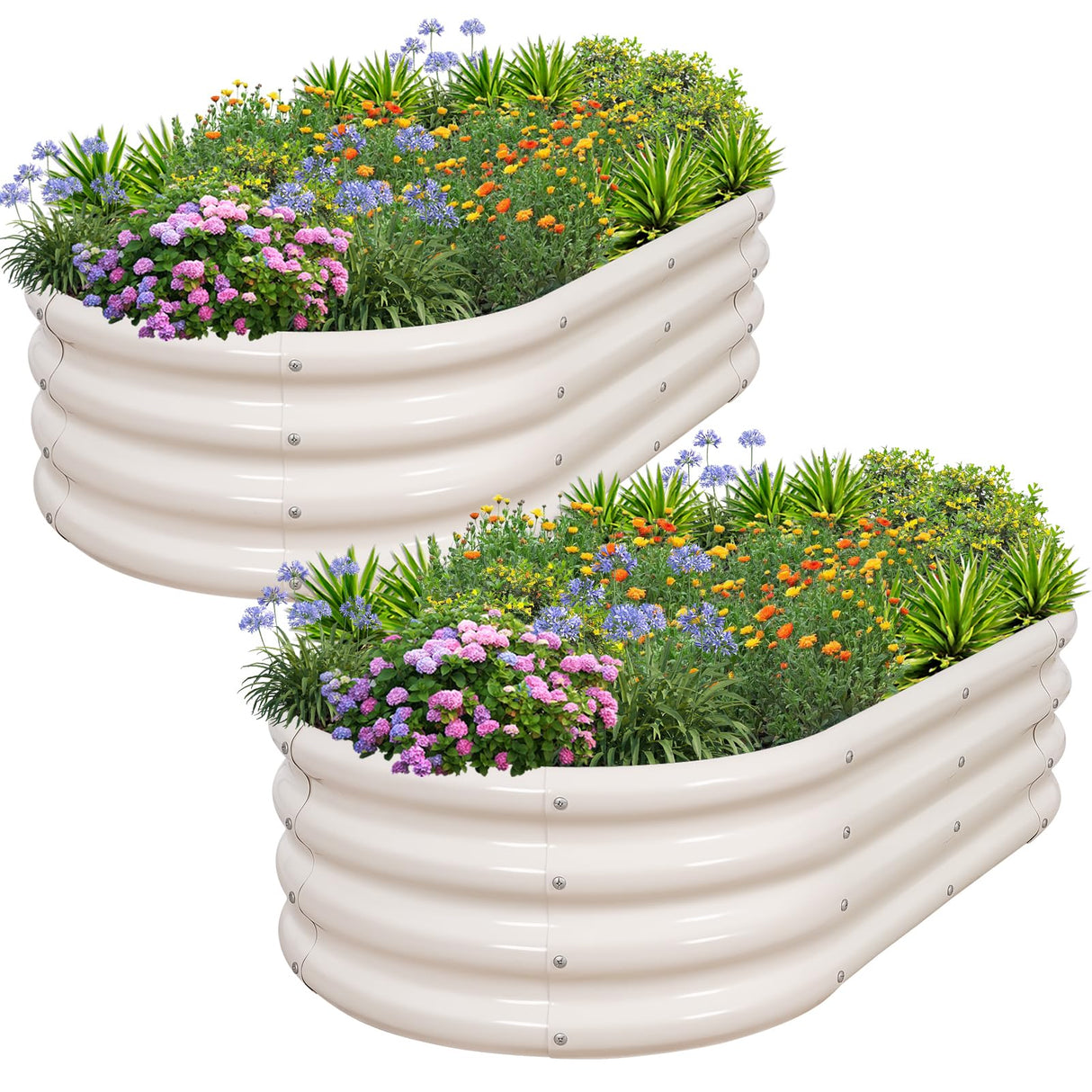 1MORE Galvanized Raised Garden Bed- Planter Garden Boxes Outdoor, Raised Beds for Gardening, 4x2x1ft Metal Garden Bed Kit for Vegetables Flower, Planter Raised Beds with Tools.White-2pack 1MORE