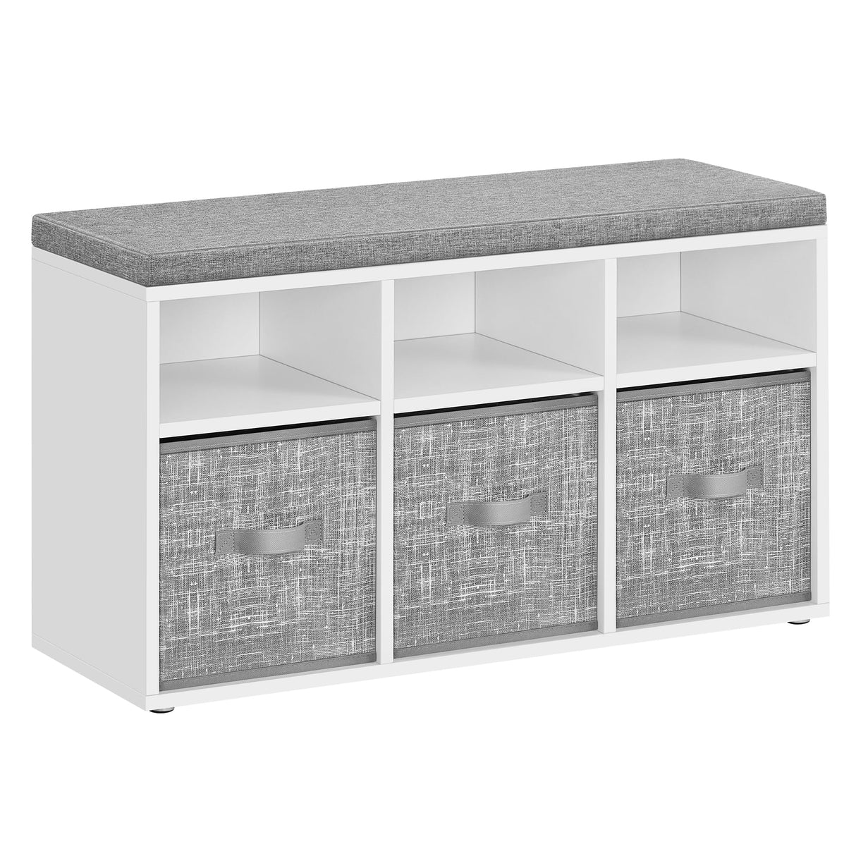 VASAGLE Shoe Bench with Cushion, Shoe Storage Bench with 6 Compartments and 3 Adjustable Shelves, Entryway Bench with 3 Storage Boxes, for Bedroom, Closet, Living Room, Cloud White ULSB101W14 VASAGLE