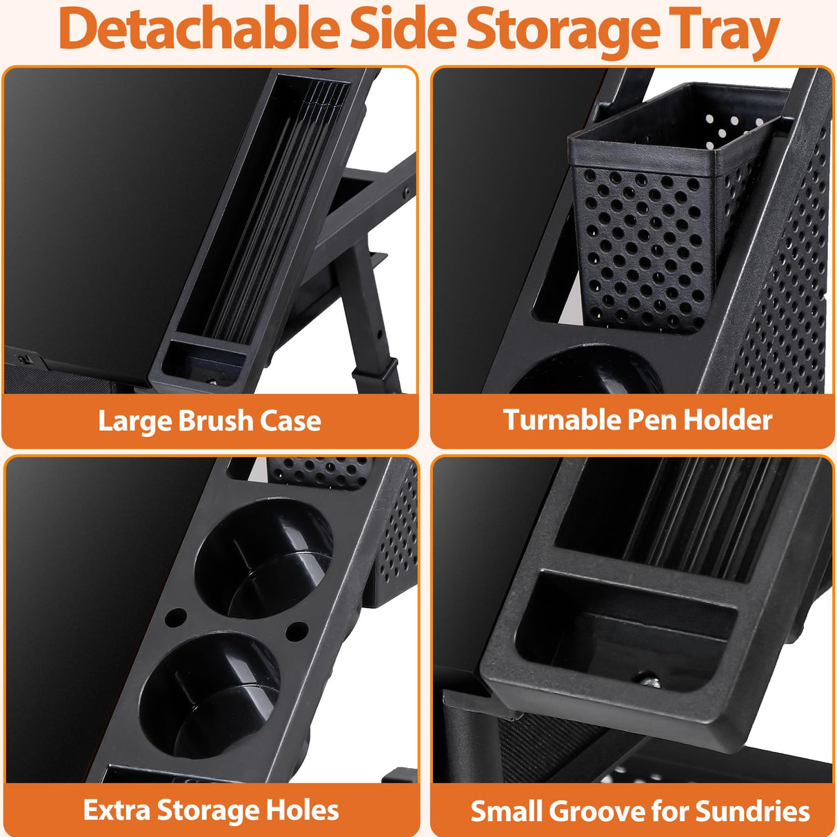 ZENY Adjustable Drafting Table with Stool, Tilting Drawing Desk Artist Table with Storage Drawers, Art Craft Workstation for Home Office Reading, Writing, Crafting (Black-with Outlet) ZENY