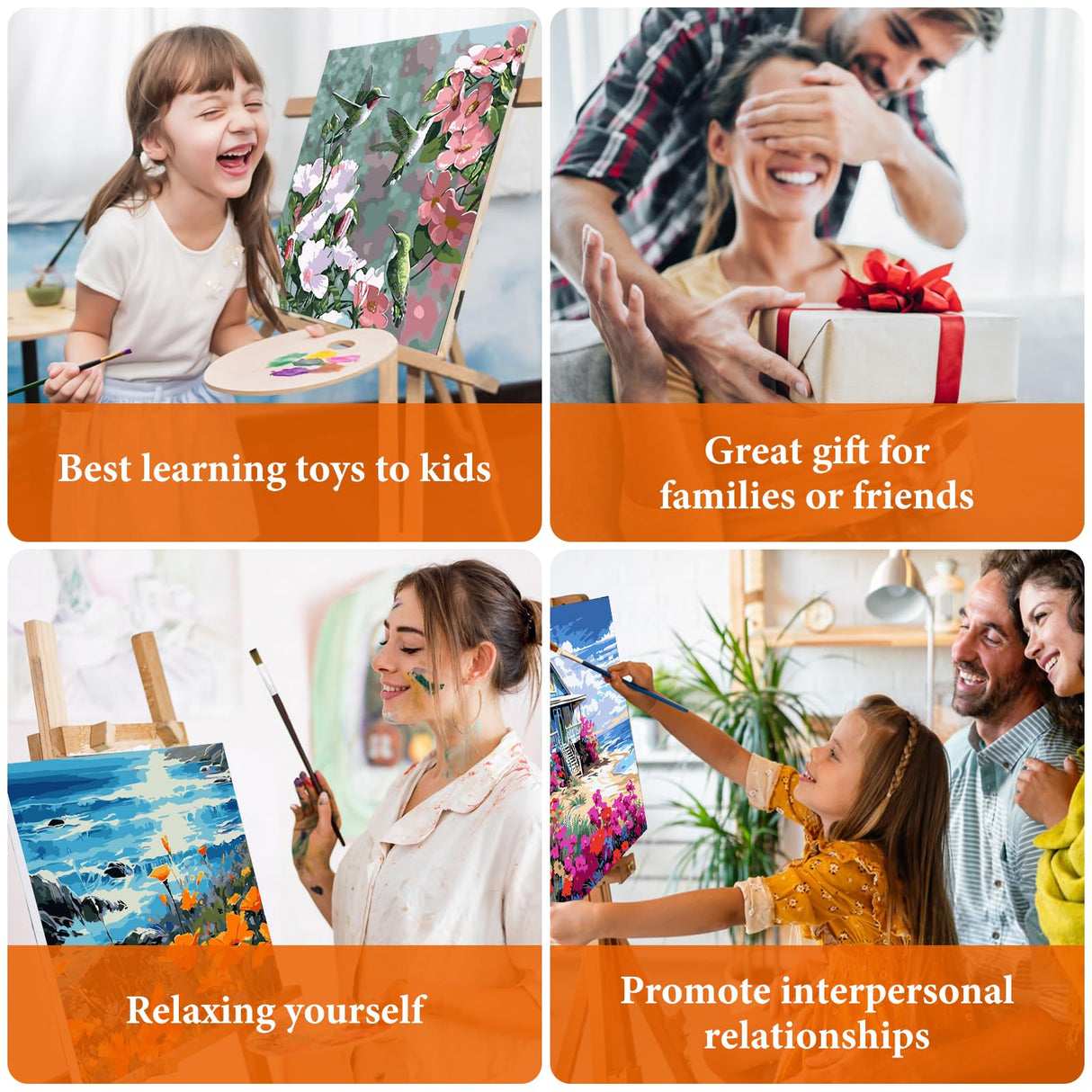 Paint by Numbers Kit for Adults Beginner, Fall Landscape Adult Paint by Number Kits on Canvas Without Frame, Cabin in The Forest, Stream Oil Paint by Numbers for Home Decor Gift 16” W x 20”L Fountor