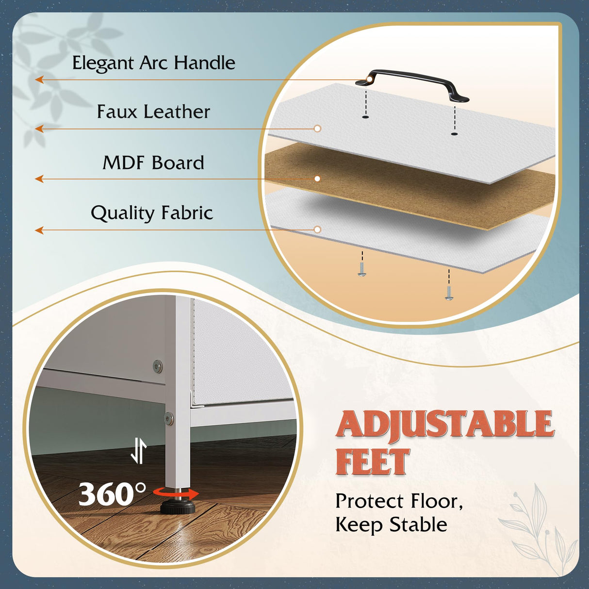 WLIVE Wide Fabric Dresser, 6 Drawer Dresser TV Stand for 60" TV, Dressers Bedroom Furniture Large Storage Tower Unit with Fabric Bins, White Dresser for Bedroom, Closet, Hallway, White WLIVE