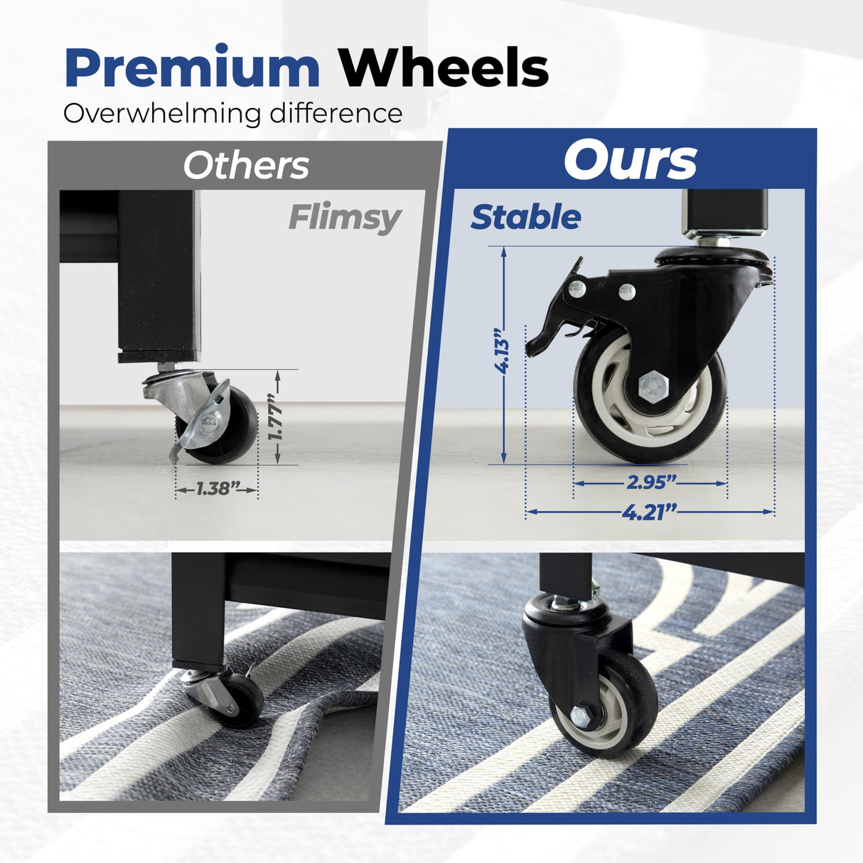 HOMEDANT House 5-Tier Metal Boltless Rolling Cart Shelf Rack Casters Heavy Duty Laminated Wheel Shelving Unit Adjustable Storage Shelves Organizer Kitchen Garage 36.2" W x 16.5" D x 69.5" H 1Pack HOMEDANT