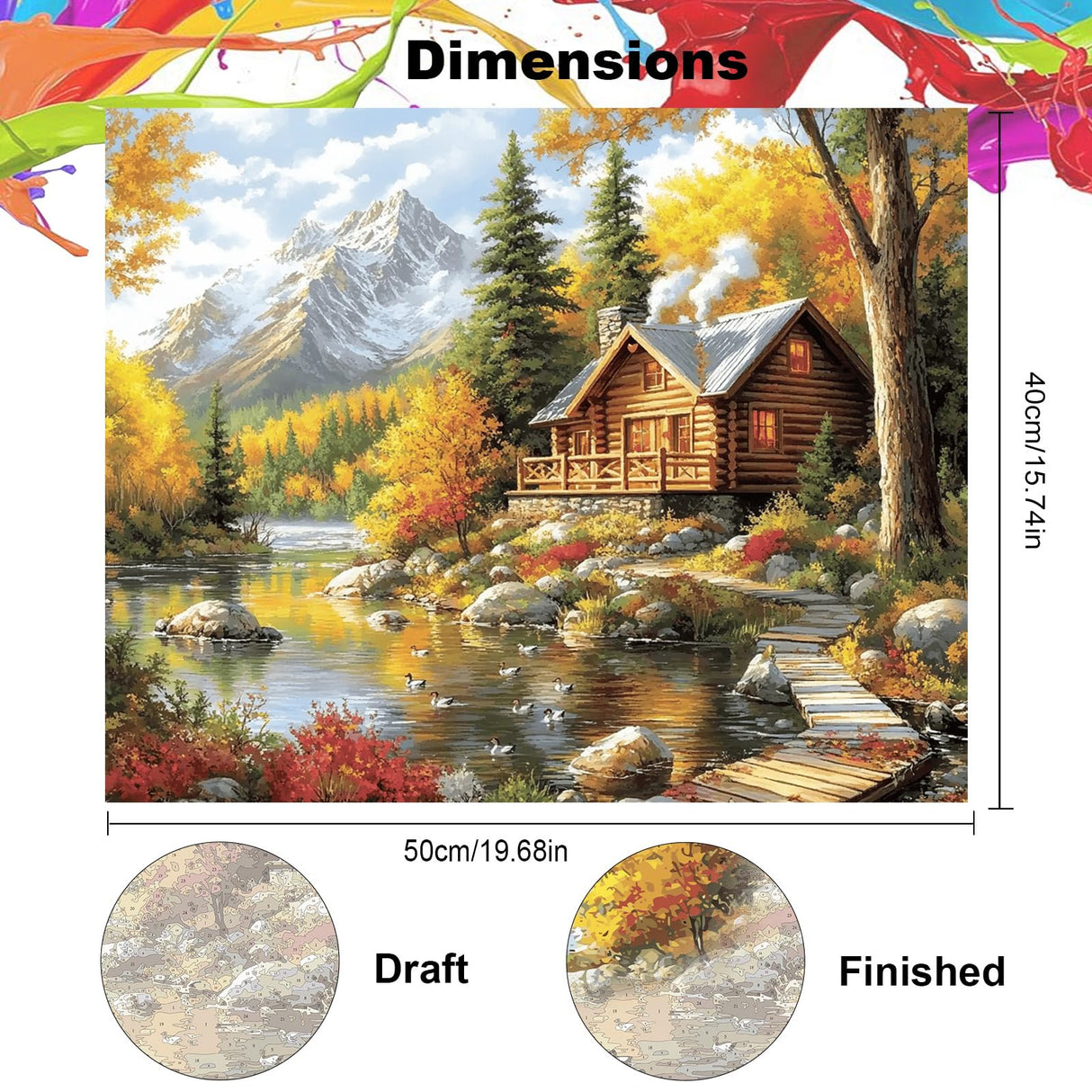 NEWENMO Mountains Paint by Numbers Kit for Adults, Lakes and House Paint by Numbers on Canvas Unframed, DIY Oil Painting Perfect for Beginner, Craft, Hobbies and Home Wall Decor 20x16 in NEWENMO