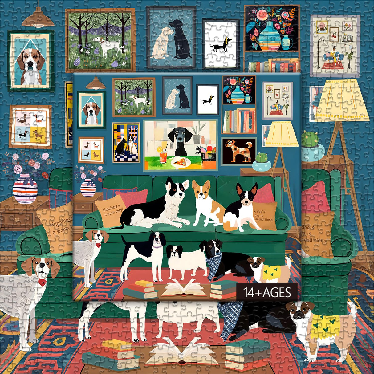 Dog Puzzles for Adults 1000 Pieces, Animal Puppy Puzzle Modern Art Puzzle, Dog Jigsaw Puzzle as Funny Home Decor, Challenging Puzzles for Adults PICKFORU