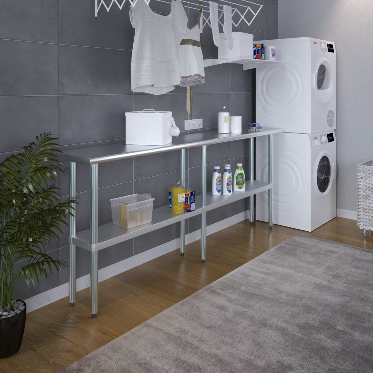 14" X 84" AmGood Stainless Steel Work Table | NSF Metal Prep Table | Commercial & Residential Kitchen Laundry Garage Utility Bench AmGood