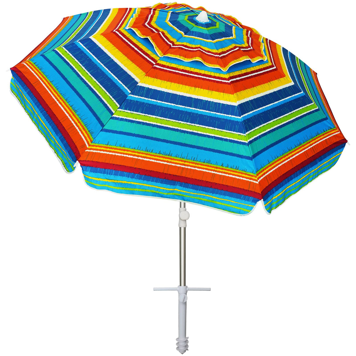 AMMSUN Beach Umbrellas for Sand Heavy Duty Wind Portable, 6.5ft Outdoor Umbrella with Sand Anchor and UV Protection, Parasols Includes Carry Bag for Beach, Patio, and Garden, Yellow Stripes AMMSUN