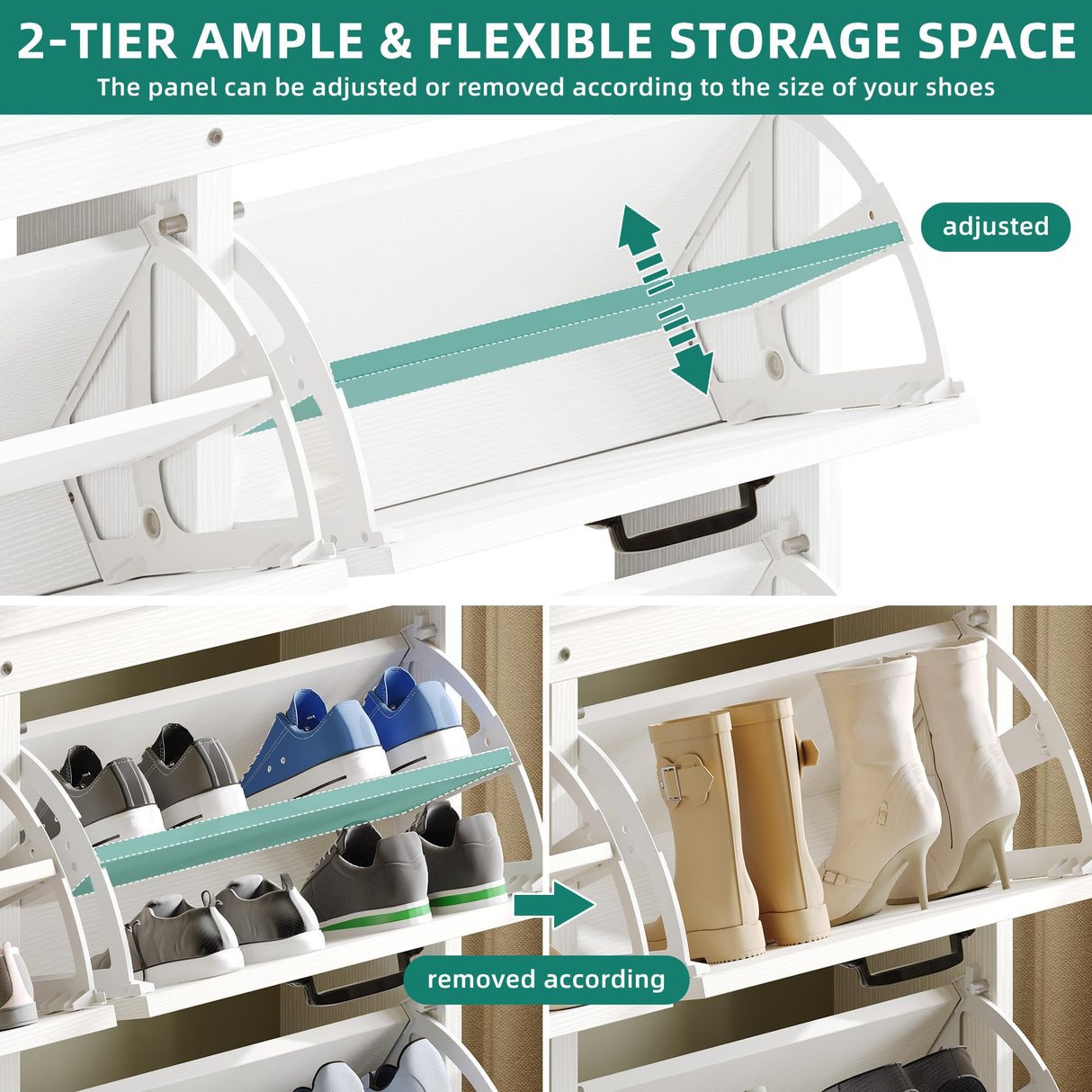 YITAHOME Shoe Cabinet with 4 Flip Drawers, Freestanding Shoe Rack, Shoe Organizer, Narrow Shoe Cabinet for EntryWay Hallway Living Room, White YITAHOME