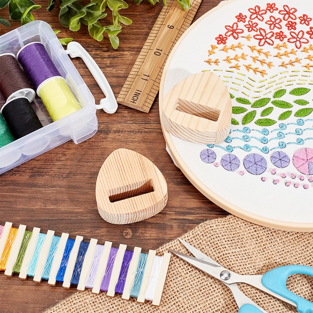 OLYCRAFT 4Pcs Embroidery Hoop Display Stand 2x2x0.7 inch Triangle Wood Embroidery Hoop Easels Embroidery Hoops Wooden Base Embroider Hoops Holder Accessories for Embroider Cross Stitch Stand Decor OLYCRAFT