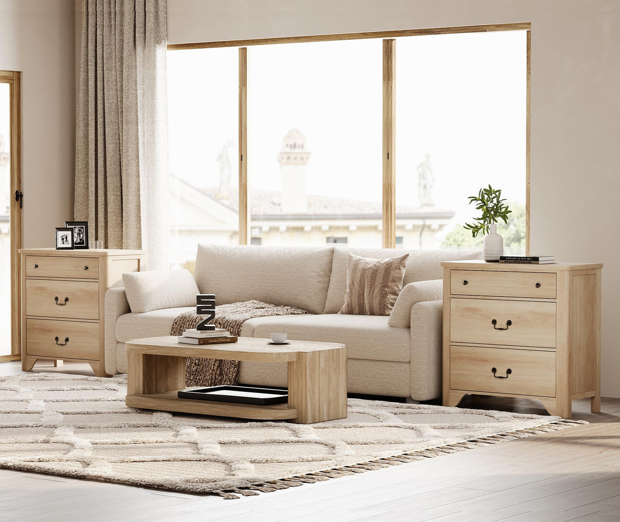 WAMPAT 3 Drawer Dresser for Bedroom, 31.5" Farmhouse Dresser, Kids Dressers for Nursery with Wide Chest of Drawers for Bedroom, Living Room, Oak WAMPAT