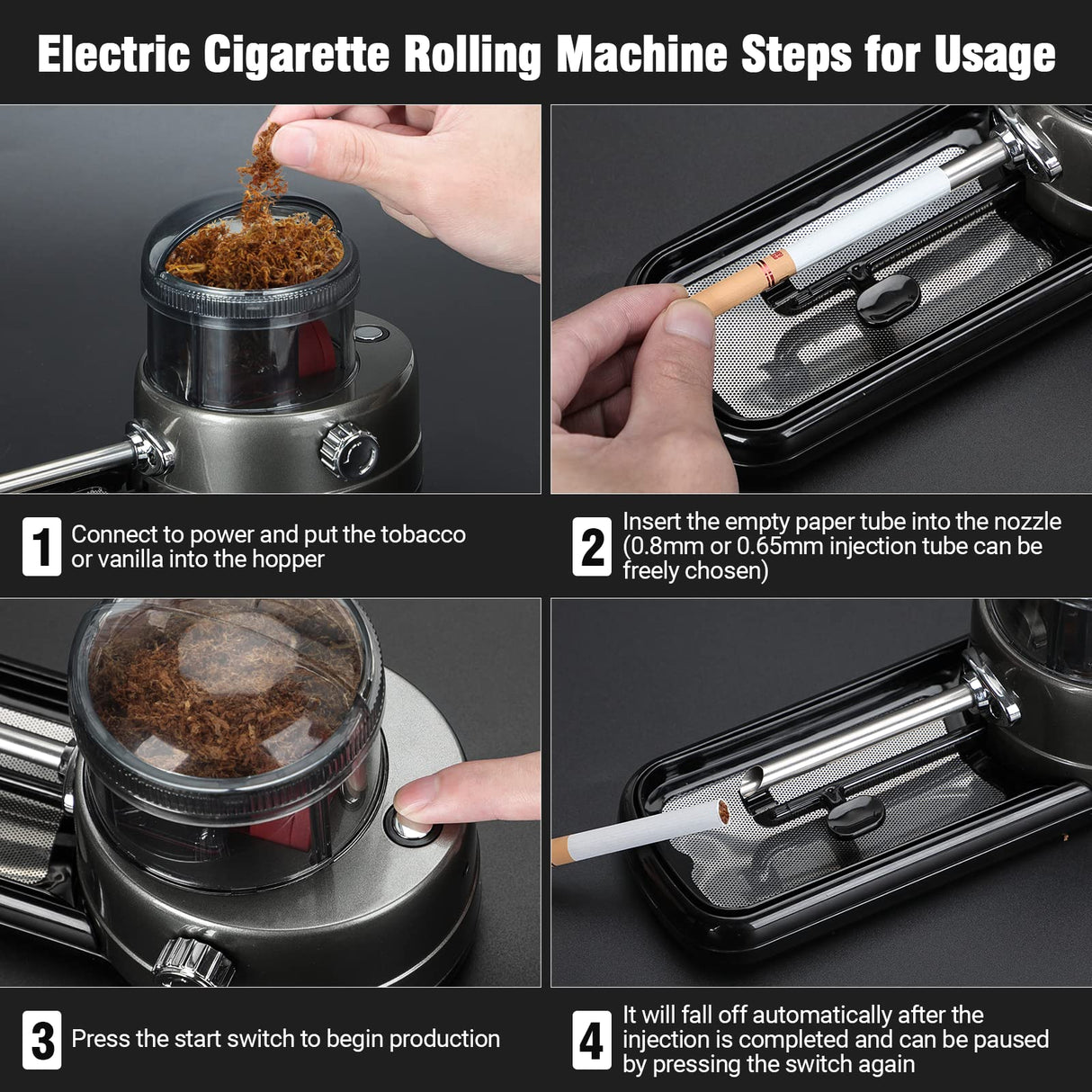 COOL KNIGHT Electric Cigarette Rolling Machine, Portable Tobacco Injector Machine can Grind Filled with Herb, Tobacco, etc. Suitable for Cigarette Tubes and Rolling Papers COOL KNIGHT