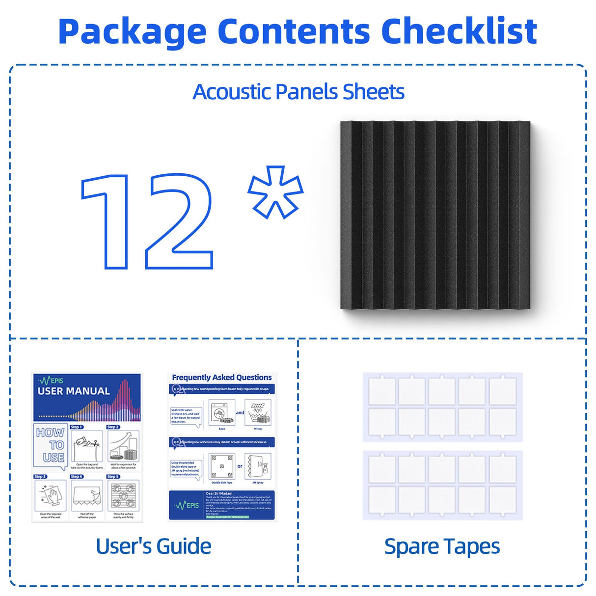 12 Pack Sound Proof Foam Panels for Wall with Self Adhesive, 2" X 12" X 12" High Density Acoustic Panels Sound Absorbing Quick-Recovery, Wedges Soundproof Wall Panels for Gaming & Studio Decor - Black NEPIS