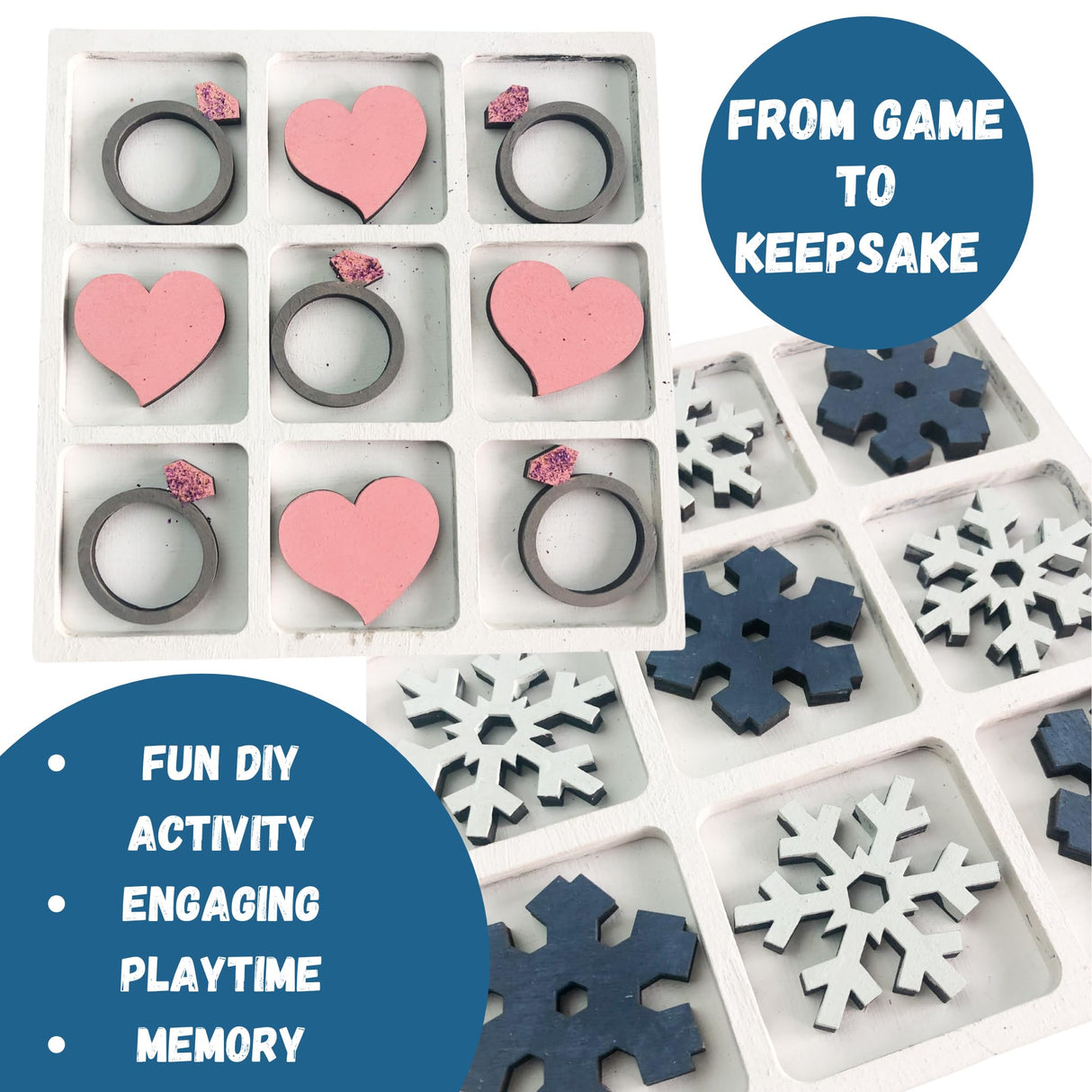 Nature Themed Tic Tac Toe Board Game, 5x5 inches Unfinished Wood DIY Painting Craft Kit for Kids with Wooden AVTRBoutique (Flowers) AVTRBoutique