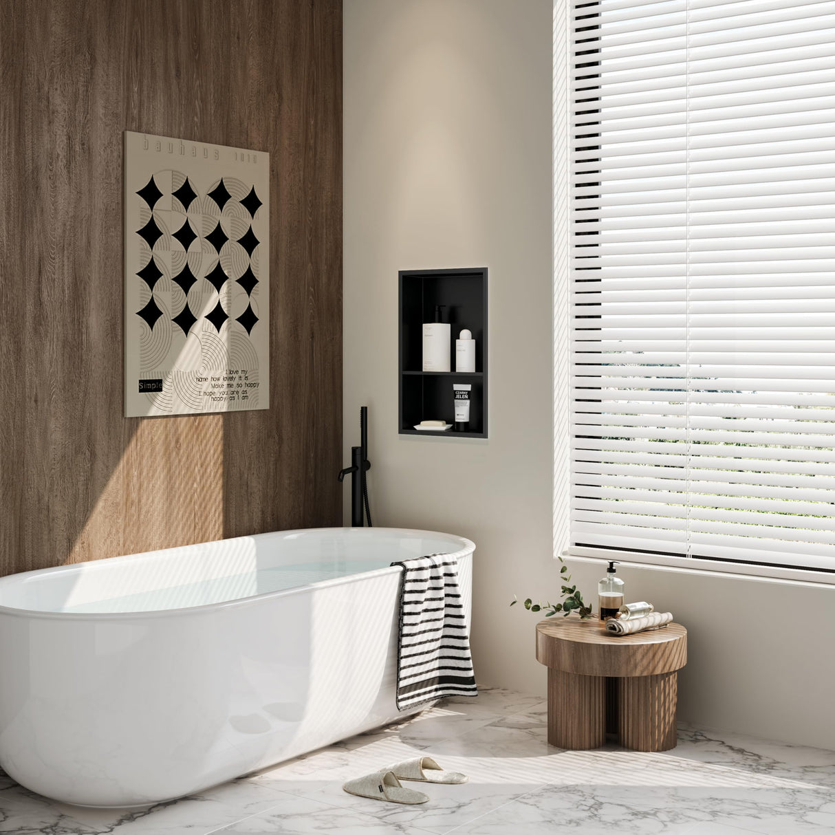 Qeke Stainless Steel Shower Niche 18" X 12", No Tile Needed Wall Niche Double Shelves, Recessed Shower Shelf for Bathroom Storage, Matte Black Qeke