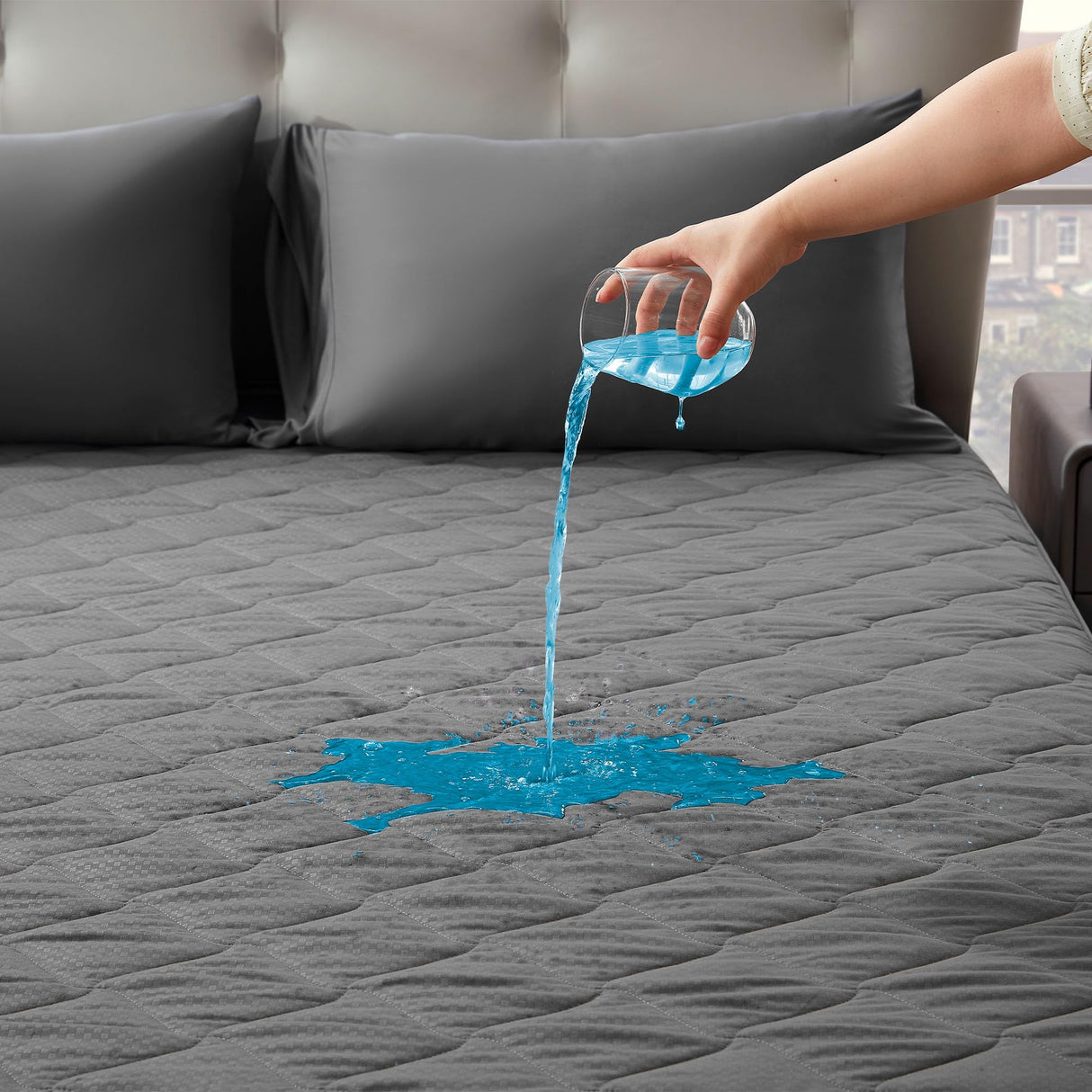 SLEEP ZONE Waterproof Mattress Protector Pad Full Machine Washable, Breathable Mattress Topper with Deep Pockets, All-Season Use, Hotel Quality (Full, Grey) SLEEP ZONE