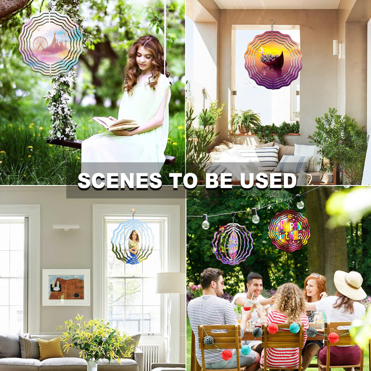 10 Pack 8 Inch Sublimation Wind Spinner Blanks, 3D Aluminum Wind Powered Kinetic Sculpture, Spinner Suspension Trim for Yards & Gardens(Round) XIHEYOMI