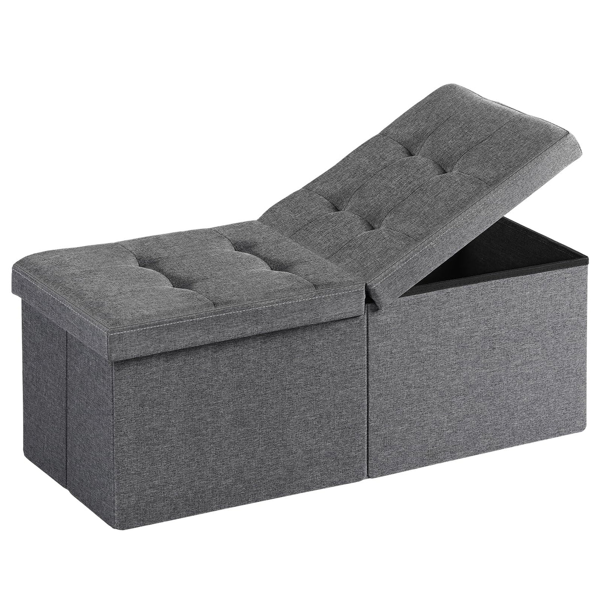 Snuvid 35-INCH Storage Ottoman Bench, Footrest with Storage, End of Bed Bench Coffee Table for Living Room, Bedroom, Entryway, Dark Gray Snuvid