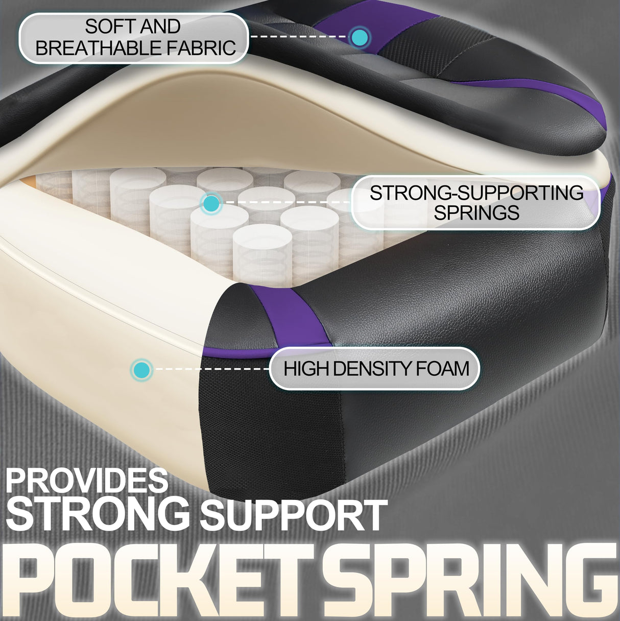 Vonesse Gaming Chair for Adults,Computer Chair with High Back,Big and Tall Gaming Chairs with Footrest and Massage,Reclining Gamer Chair(Purple/Black) Vonesse