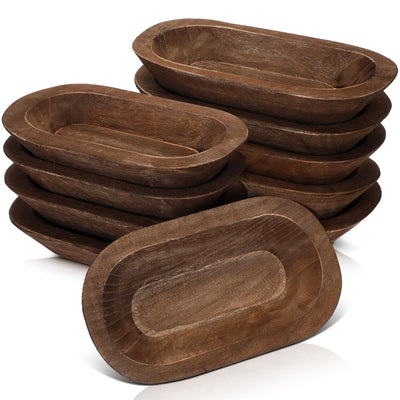 Nuogo 10 Pack Wooden Dough Bowls Bulk Rustic Dough Bowls for DIY Candle Home Crafts Making Farmhouse Fruits Supplies Decoration(8.5 Inches,Brown)
