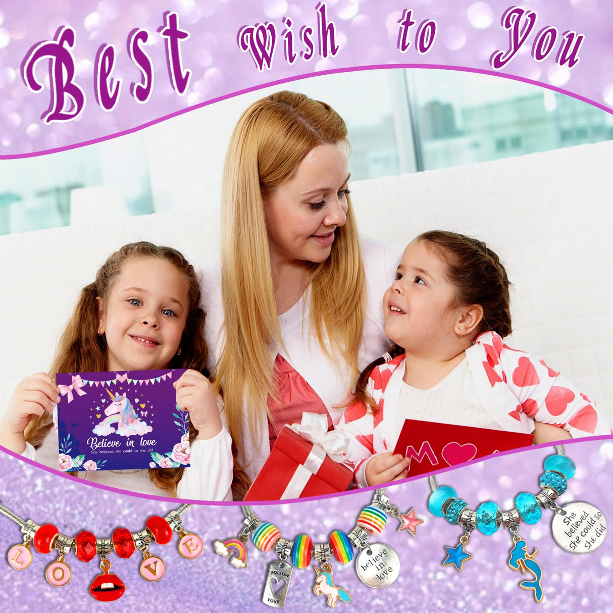 Charm Bracelet Making Kit,Jewelry Making Supplies Beads,Unicorn/Mermaid Crafts Gifts Set for Girls Teens Age 6-12 klmars