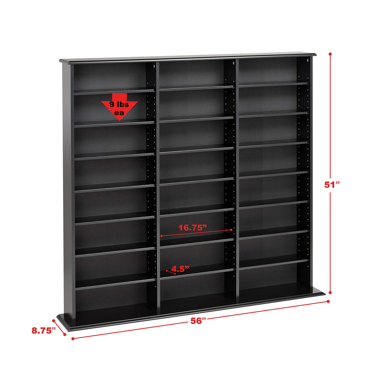 Prepac Triple Width Wall Storage Cabinet, Black Prepac